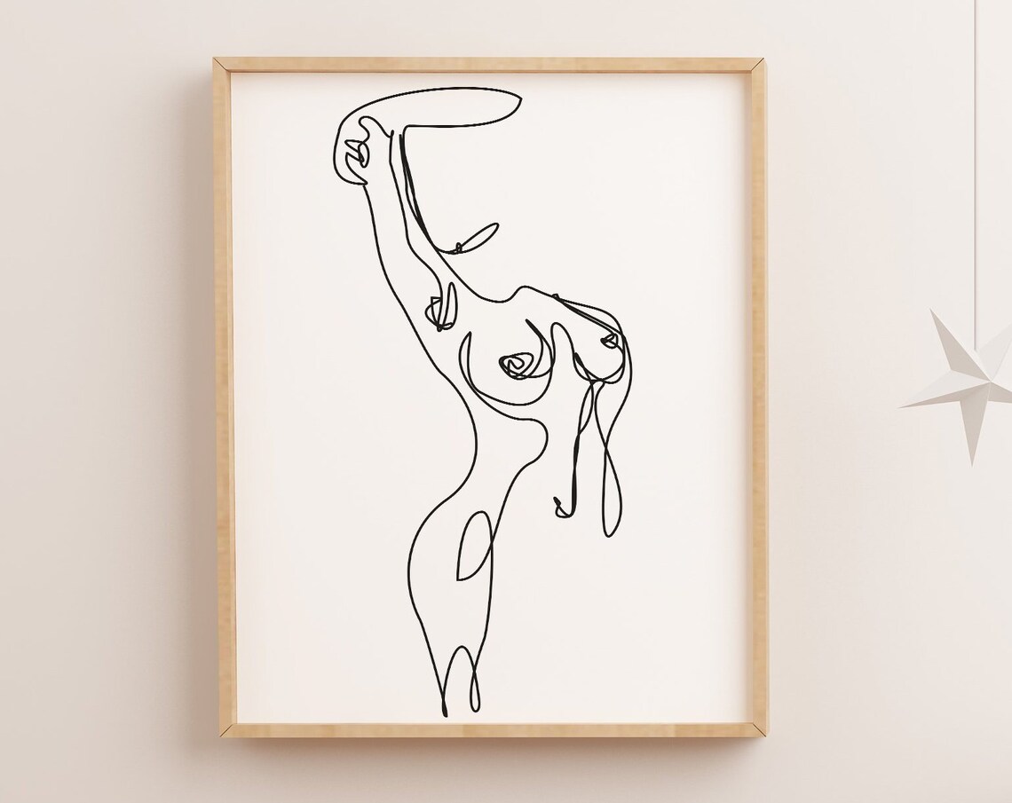 Abstract One Line Nude Woman Figure Minimalist Modern Body Art Poster - Image 4