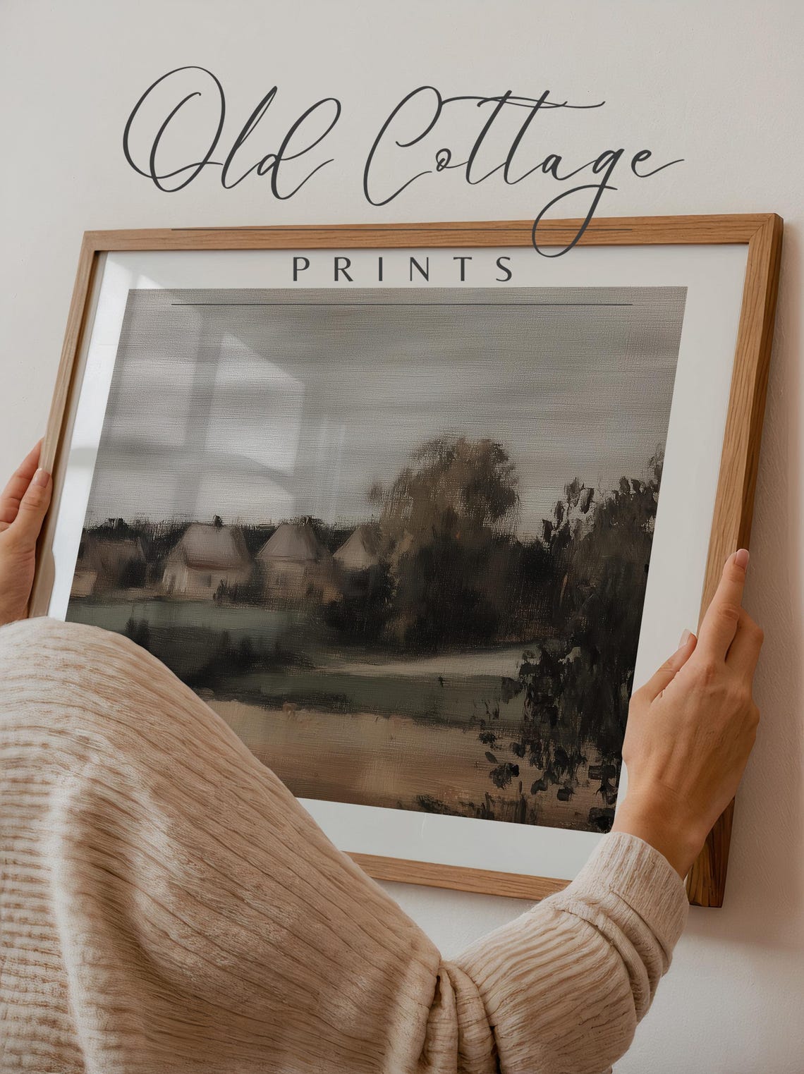 Moody Dark Rural Village Field Landscape In Vintage Style Poster - Image 3