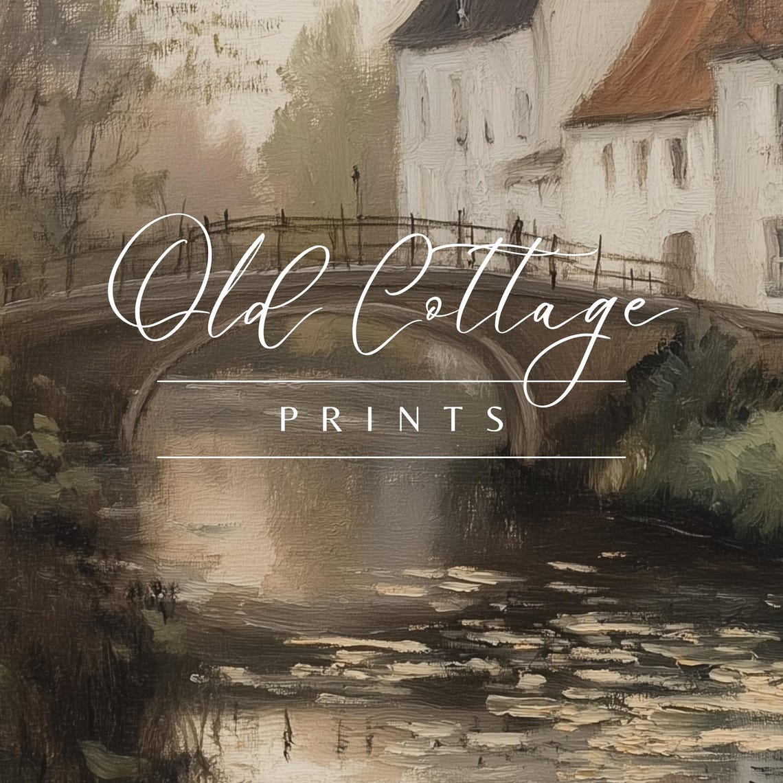 Stone Bridge Over River European Village Vintage Landscape Print - Image 2