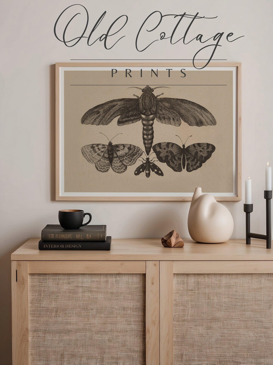 Detailed Moth Illustration Vintage Botanical Print Black And White Etching Art Moths Nature Inspired Moody Decor - Image 3