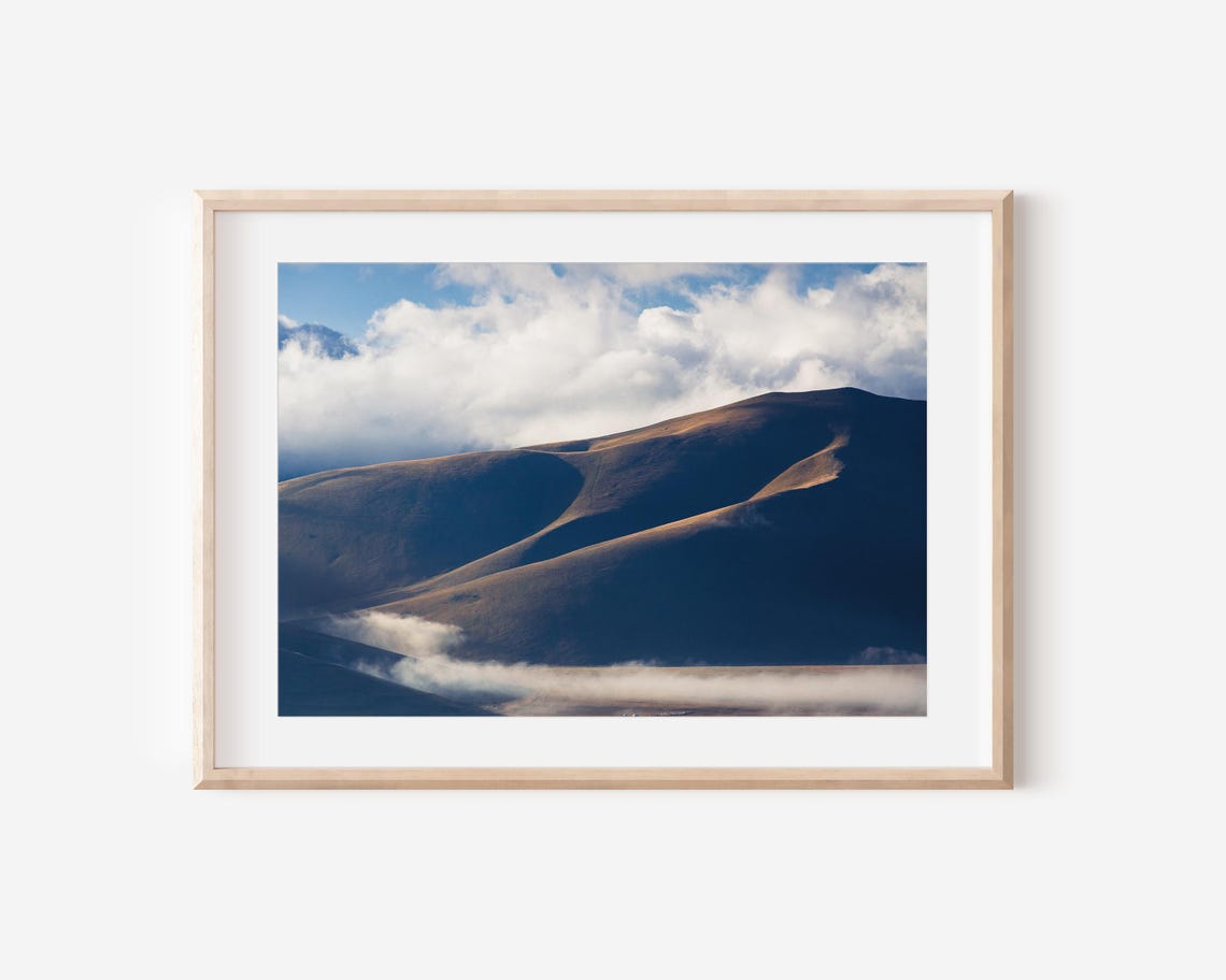 Morning Mist Over Rolling Mountain Hills Clouds Landscape Art Print