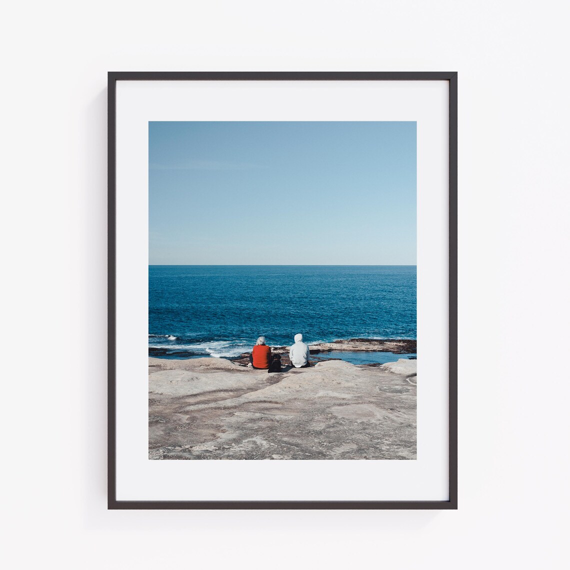 Maroubra Beach Rocky Coast Elderly Woman Boy Dog Photo Poster