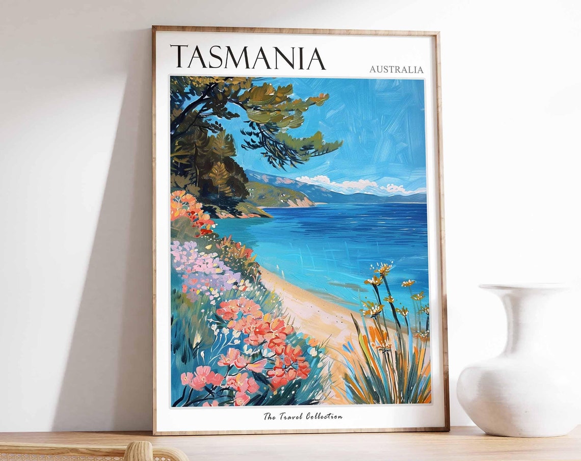 Tasmania Poster Australia Travel Print Australian Decor Oceania Travel Poster Oceanian Wall Art Tasmania Gift Tasmania Travel Poster