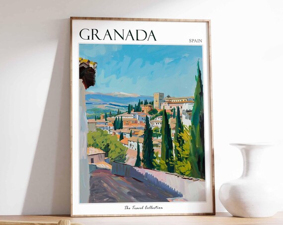 Granada Poster Granada Travel Print Spain Wall Art Spanish Travel Print Tropical Decor Granada Travel Art Granada Wall Art