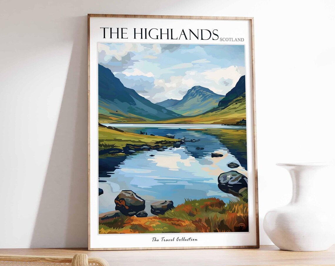 The Highlands Scotland Travel Poster, Travel Print