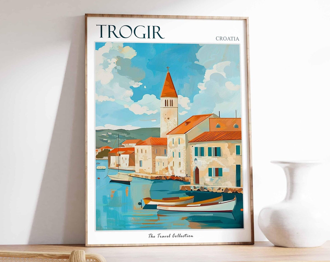 Trogir Poster Croatia Travel Print Croatian Decor Europe Travel Poster European Wall Art Sea Print Trogir Gift Trogir Travel Poster