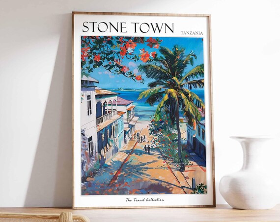 Stone Town Poster Tanzania Travel Print Tanzanian Decor Africa Travel Poster African Wall Art Stone Town Gift Stone Town Travel Poster