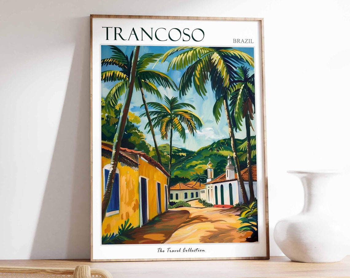 Trancoso Poster Brazil Travel Print Brazilian Decor South America Travel Poster Botanical Print Trancoso Gift Trancoso Travel Poster