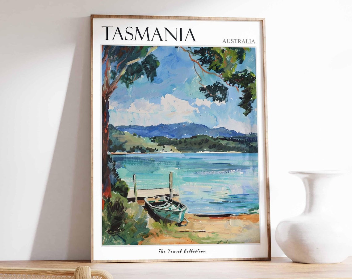Tasmania Poster Australia Travel Print Australian Decor Oceania Travel Poster Oceanian Wall Art Tasmania Gift Tasmania Travel Poster