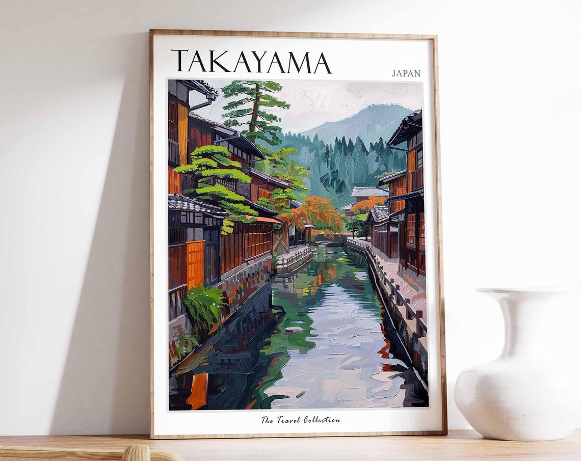 Takayama Poster Japan Travel Print Japanese Decor Asia Travel Poster Asian Wall Art City Print Takayama Gift Takayama Travel Poster