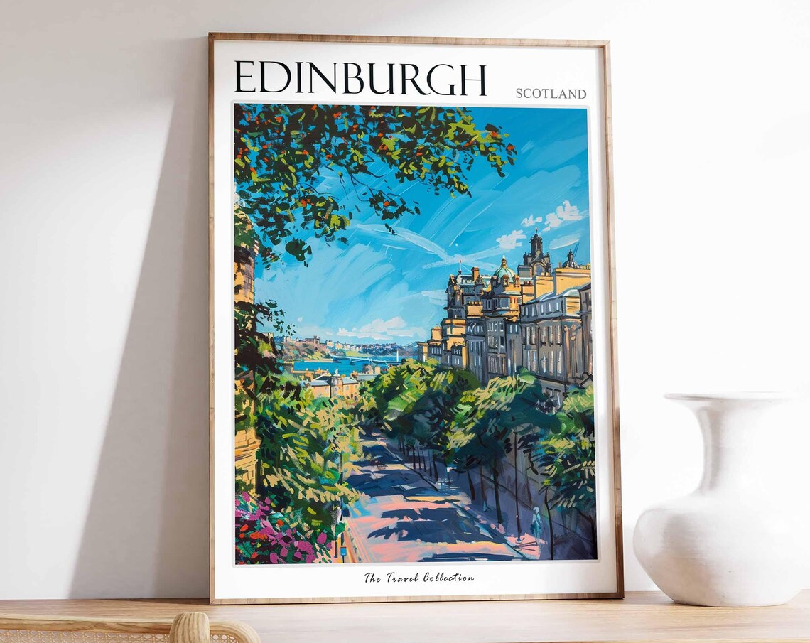 Edinburgh Poster Scotland Travel Print Scottish Decor United Kingdom Travel Poster City Print Edinburgh Gift Edinburgh Travel Poster