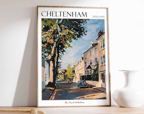 Cheltenham Poster England Travel Print British Decor United Kingdom Travel Poster Cheltenham Gift Cheltenham Travel Poster