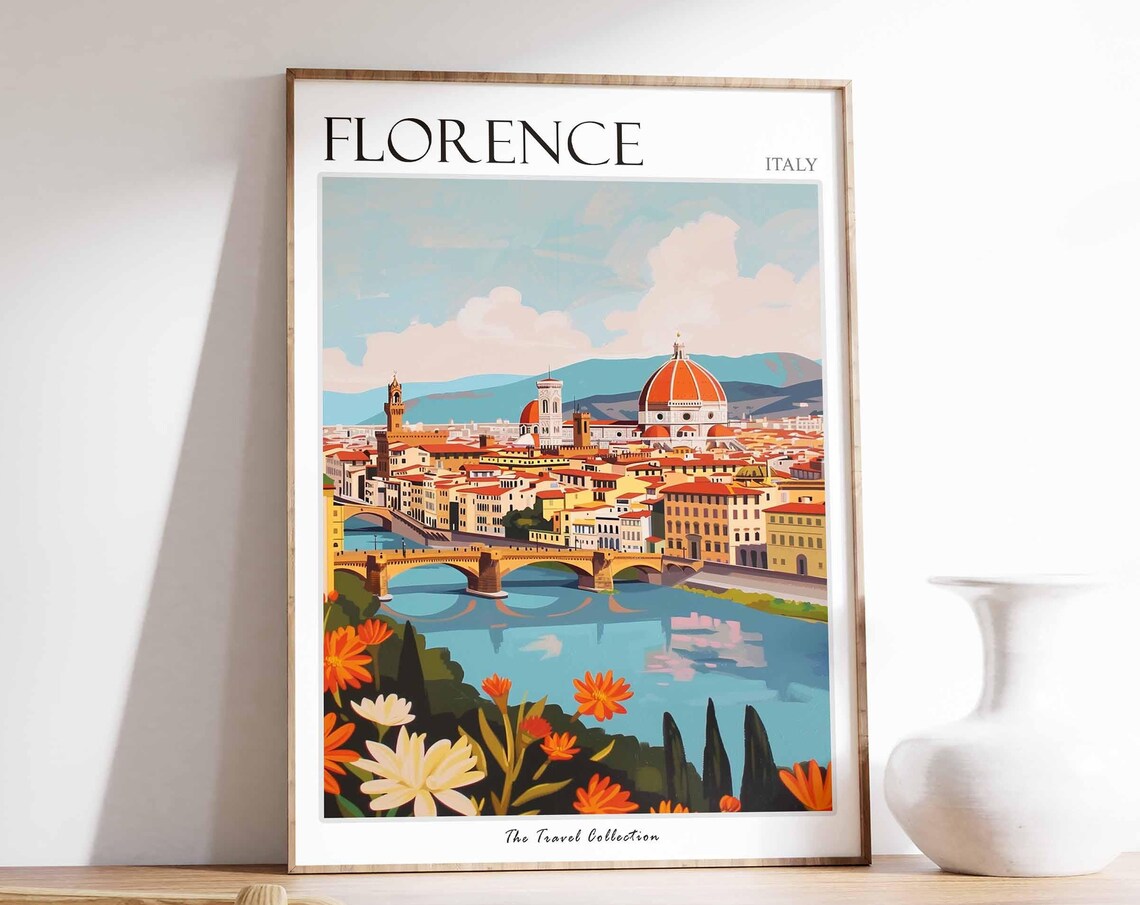 Florence Travel Poster, Italian Wall Art Print