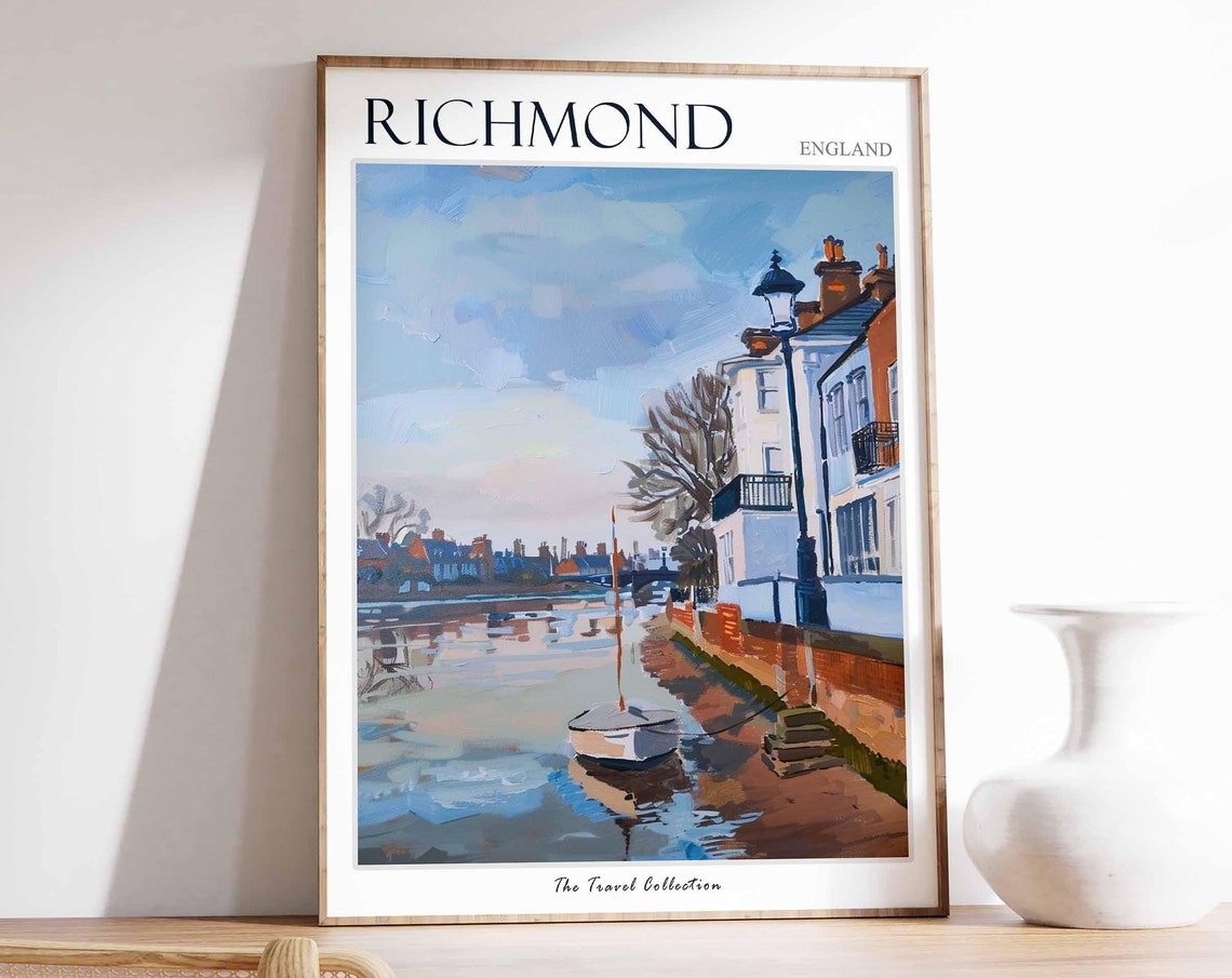 Richmond England Riverside Sailboat Sunset Travel Collection Poster