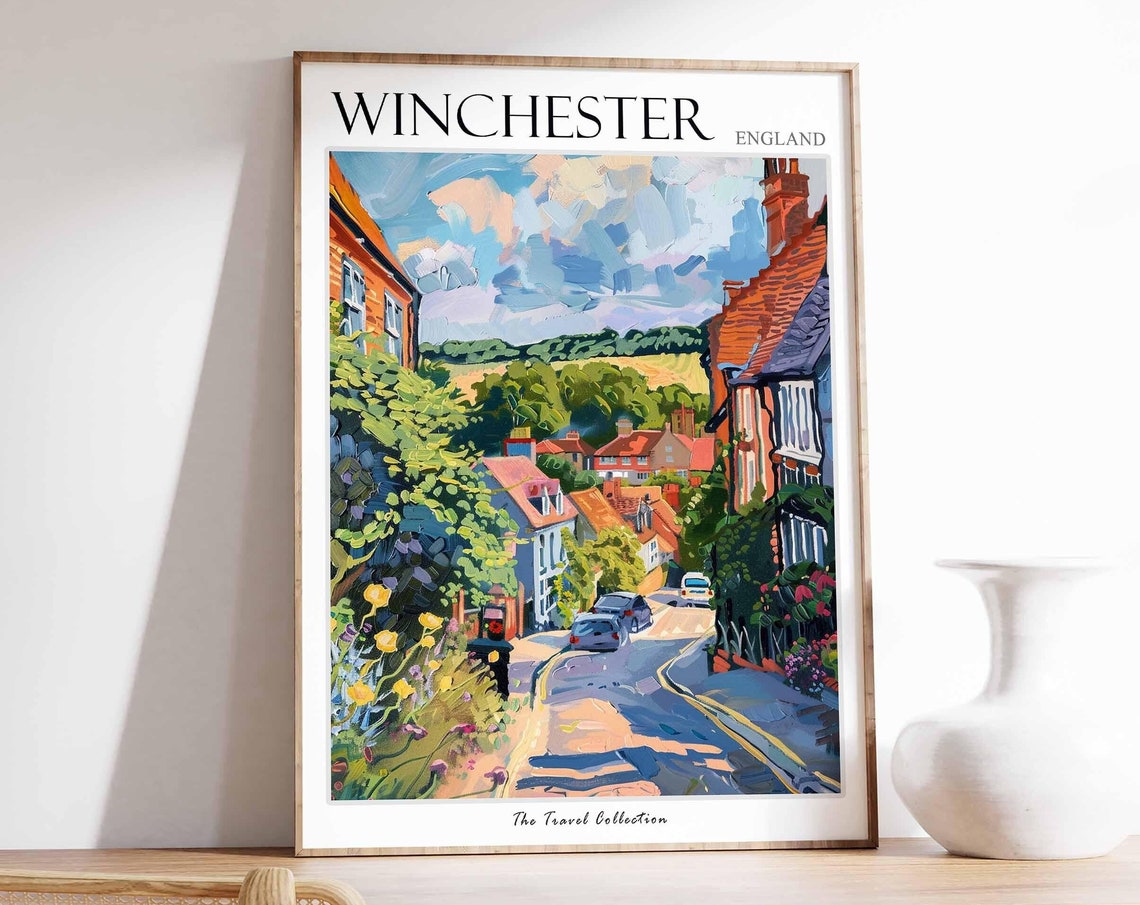Winchester Poster England Travel Print British Decor United Kingdom Travel Poster City Print Winchester Gift Winchester Travel Poster