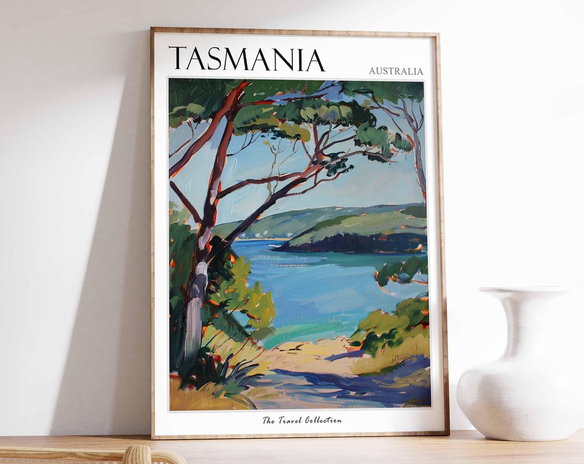 Tasmania Poster Australia Travel Print Australian Decor Oceania Travel Poster Oceanian Wall Art Tasmania Gift Tasmania Travel Poster