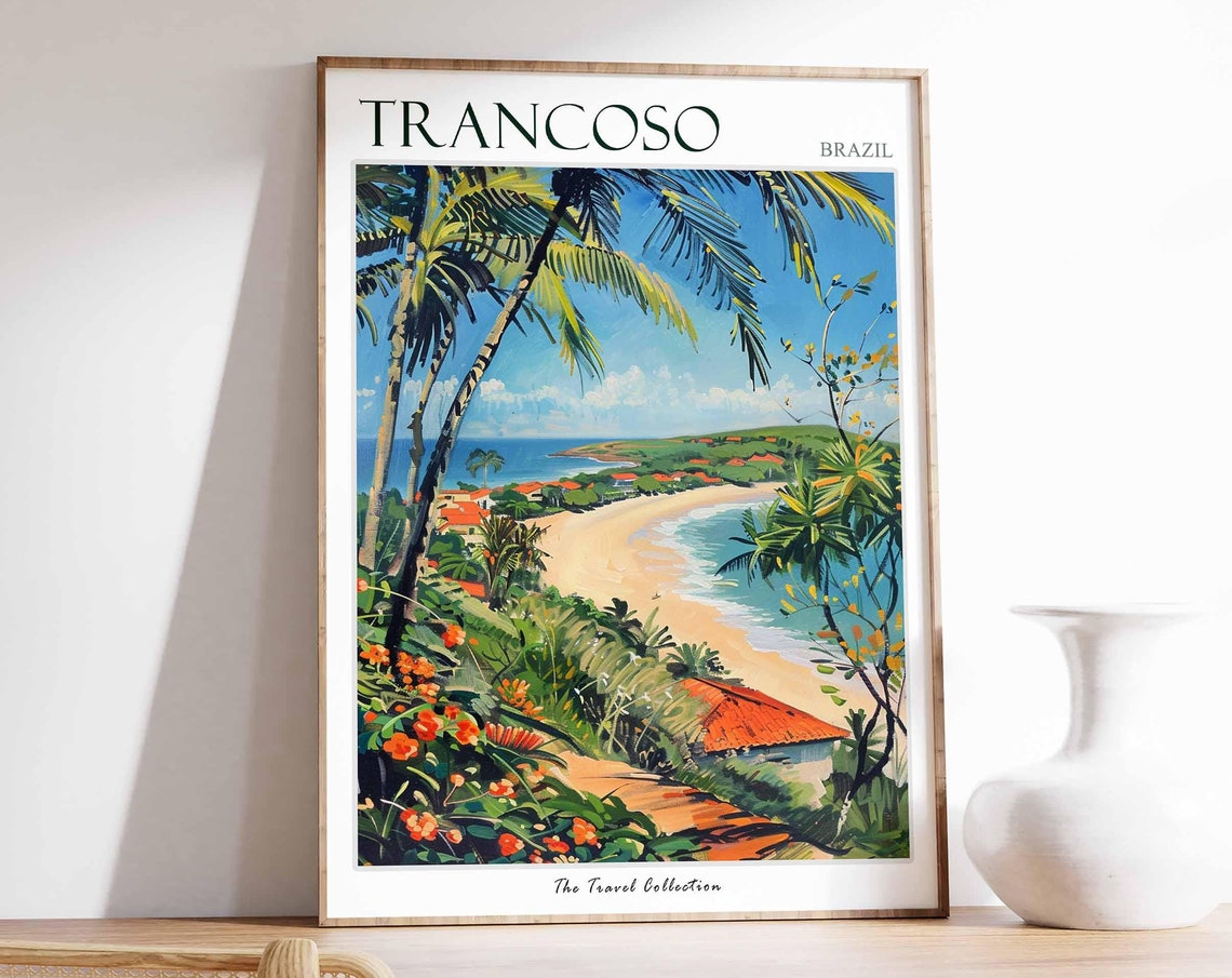 Trancoso Poster Brazil Travel Print Brazilian Decor South America Travel Poster Botanical Print Trancoso Gift Trancoso Travel Poster