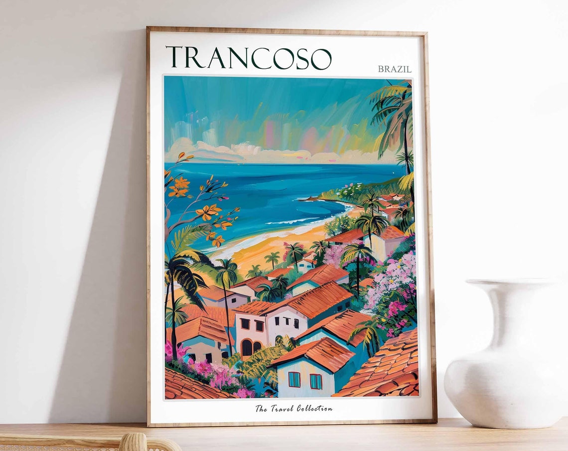 Trancoso Poster Brazil Travel Print Brazilian Decor South America Travel Poster Botanical Print Trancoso Gift Trancoso Travel Poster