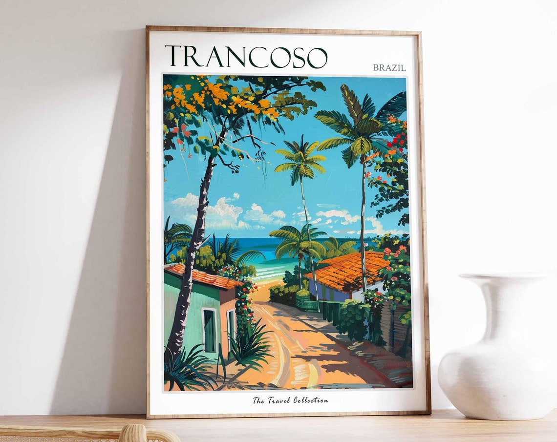 Trancoso Poster Brazil Travel Print Brazilian Decor South America Travel Poster Botanical Print Trancoso Gift Trancoso Travel Poster