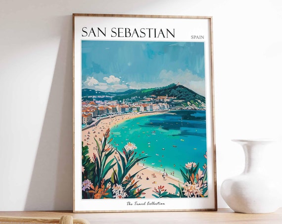 San Sebastian Poster Spanish Travel Print San Sebastian Travel Art San Sebastian Wall Art Spanish Travel San Sebastian Gift