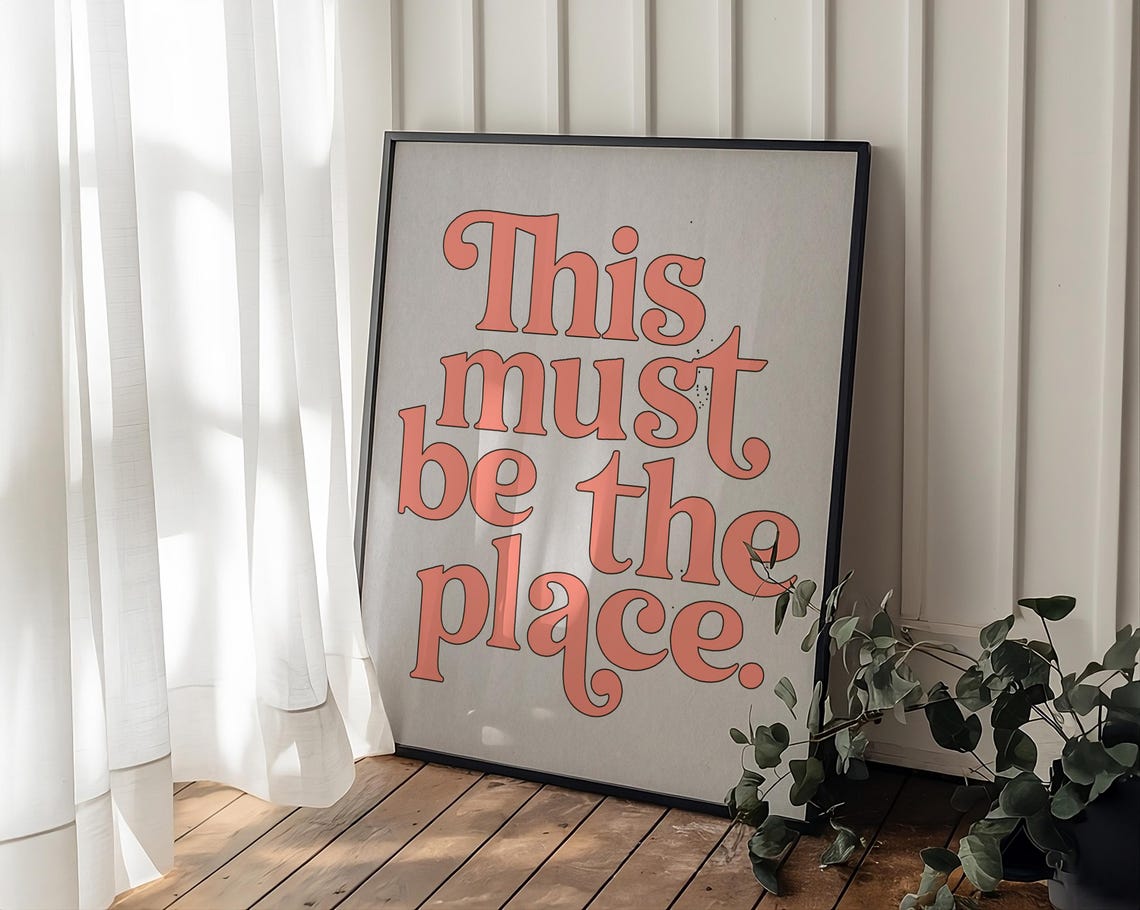 This Must Be The Place Vintage Orange Retro Typography Wall Art - Image 4