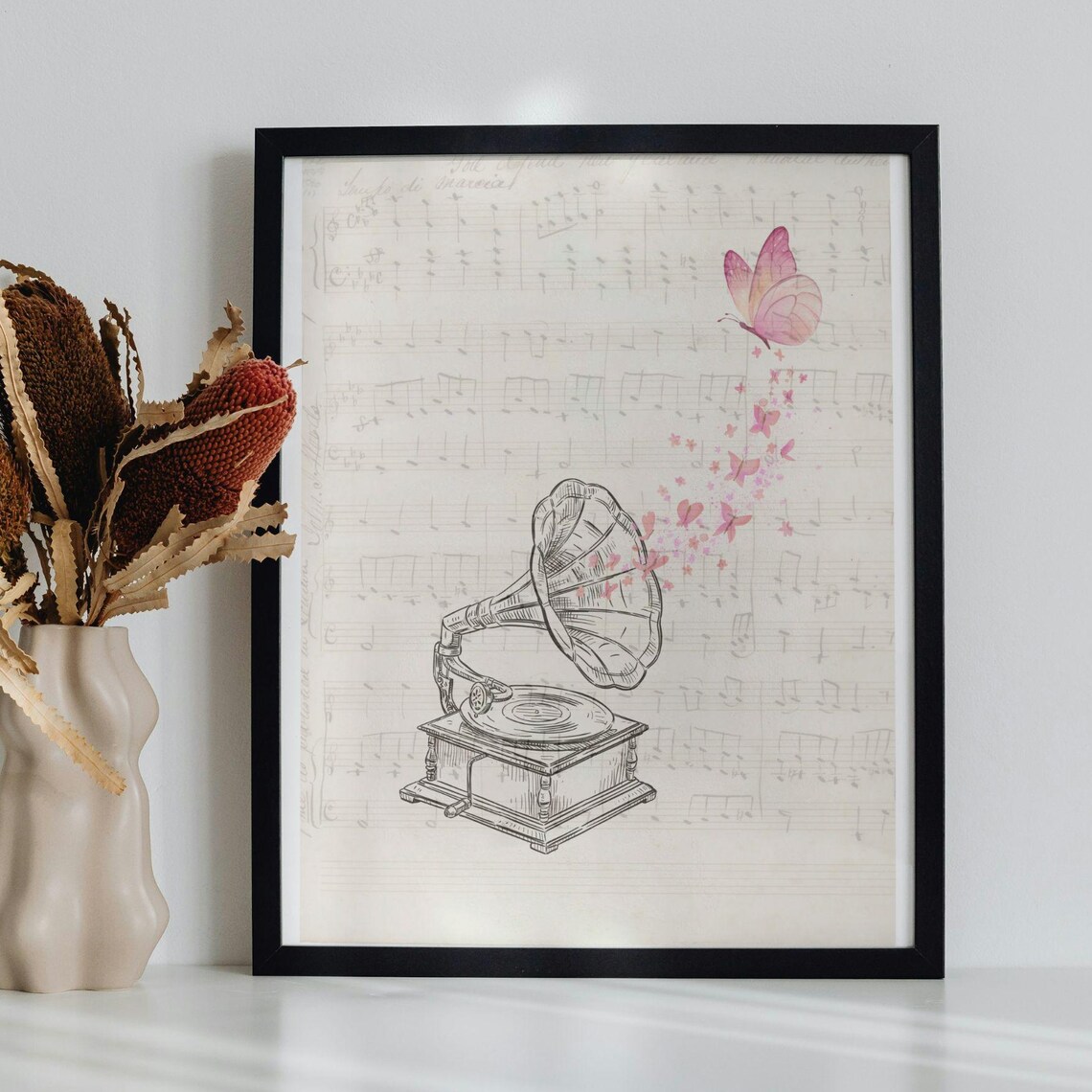 Gramophone Print, Vintage Jazz Home Decor
