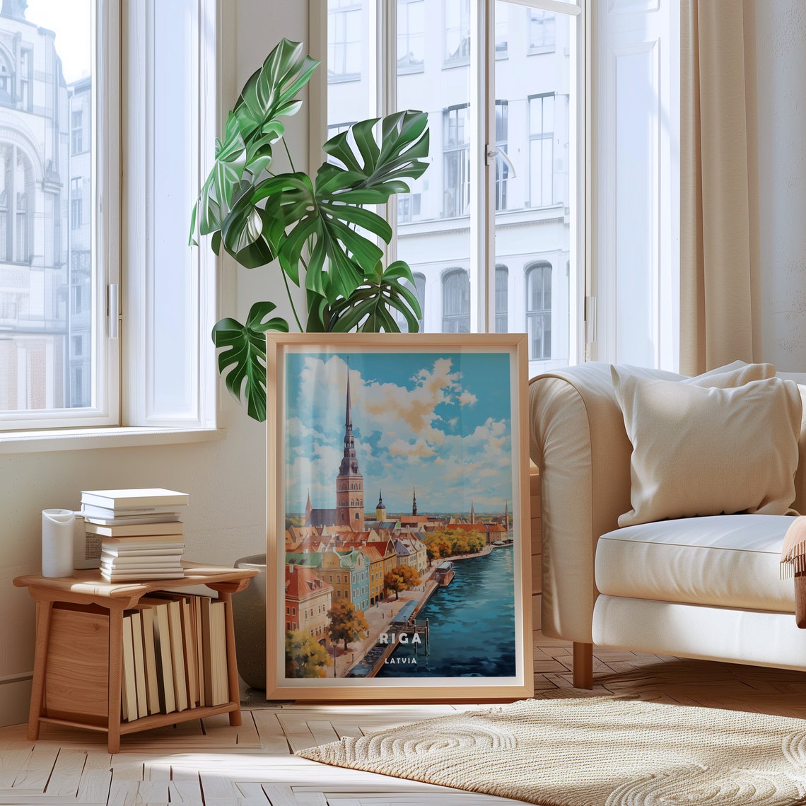 Riga Latvia Old Town Riverfront Skyline Cityscape Travel Poster - Image 2