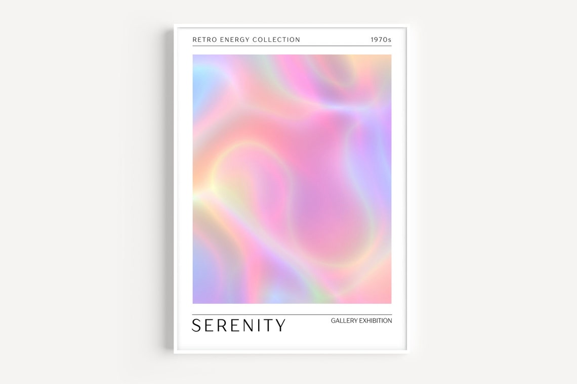 Serenity Pastel Rainbow Aura Gradient Retro Energy 1970s Art Poster - Image 4