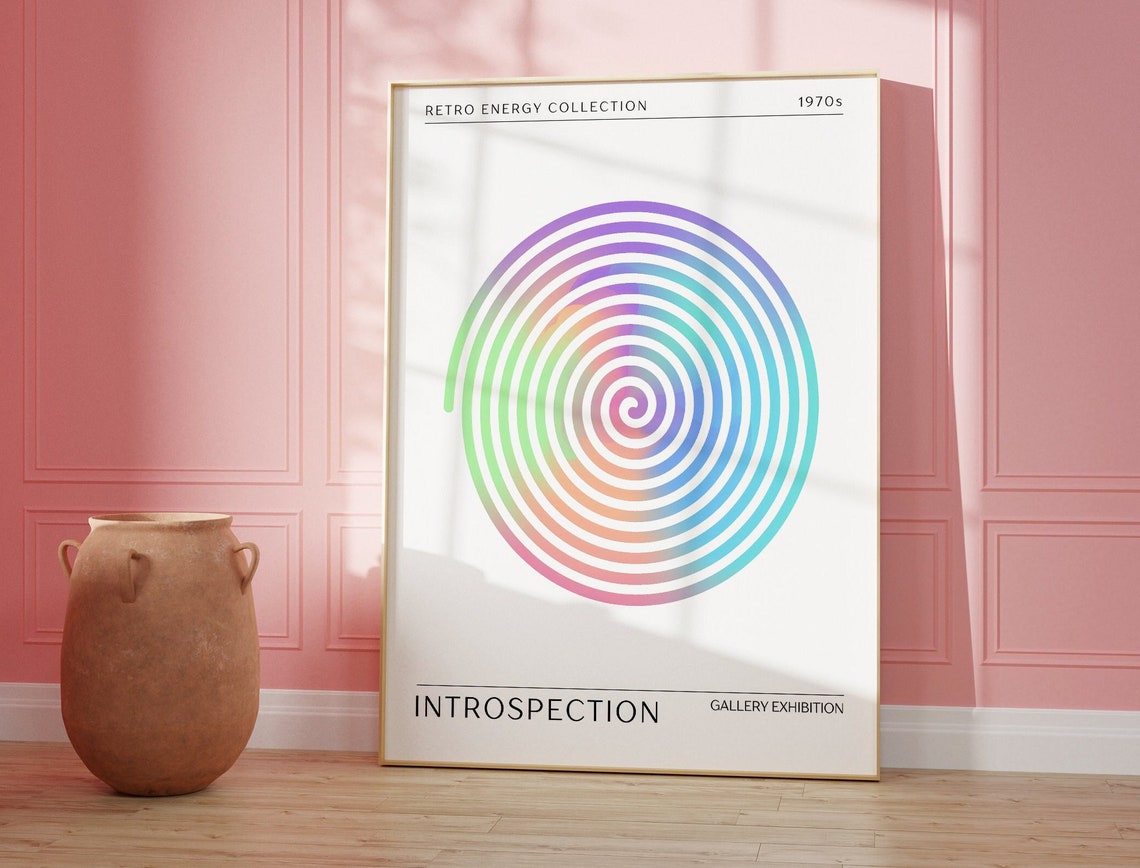 Introspection Retro Energy Rainbow Spiral 1970s Colorful Poster