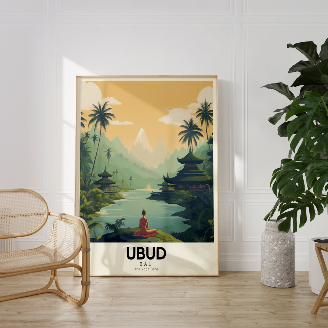Ubud Bali Retro Yoga Retreat Travel Poster Tropical Jungle Art - Image 4