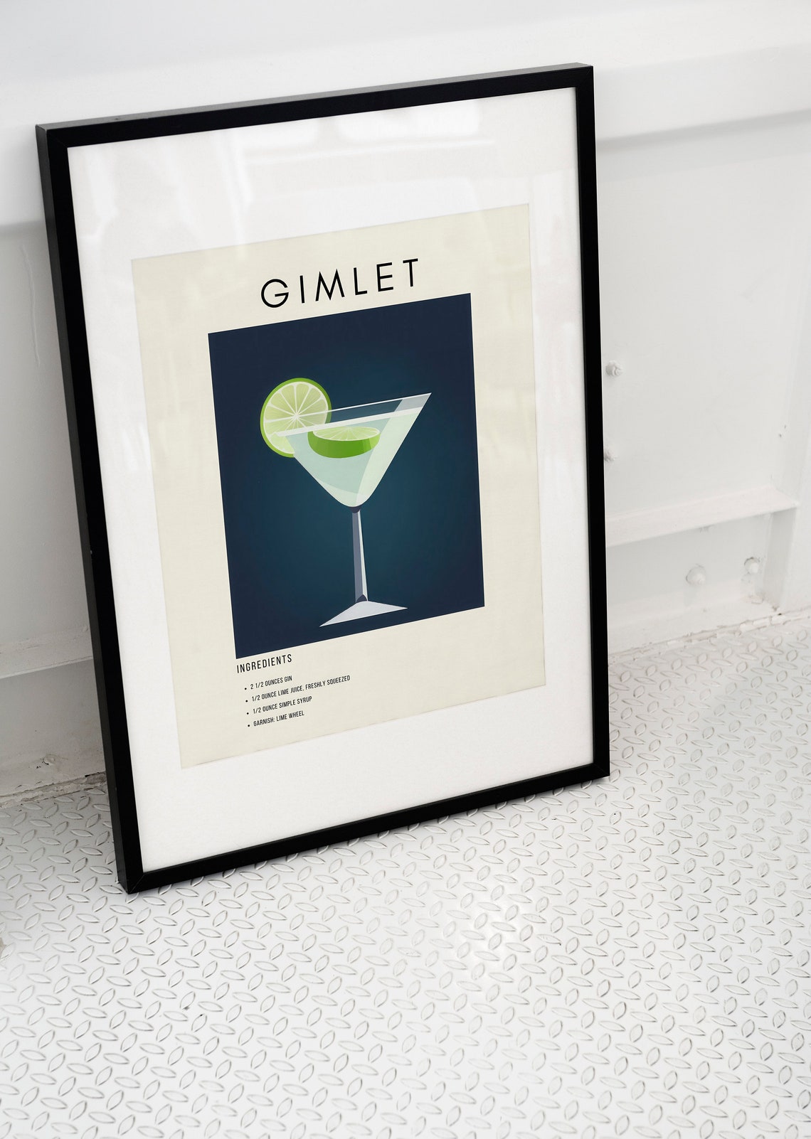 Gimlet Classic Cocktail Recipe Retro Minimalist Bar Decor Print - Image 3