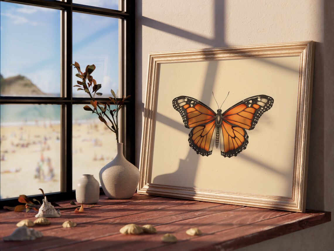 Monarch Butterfly Vintage Botanical Illustration Farmhouse Art Print - Image 4
