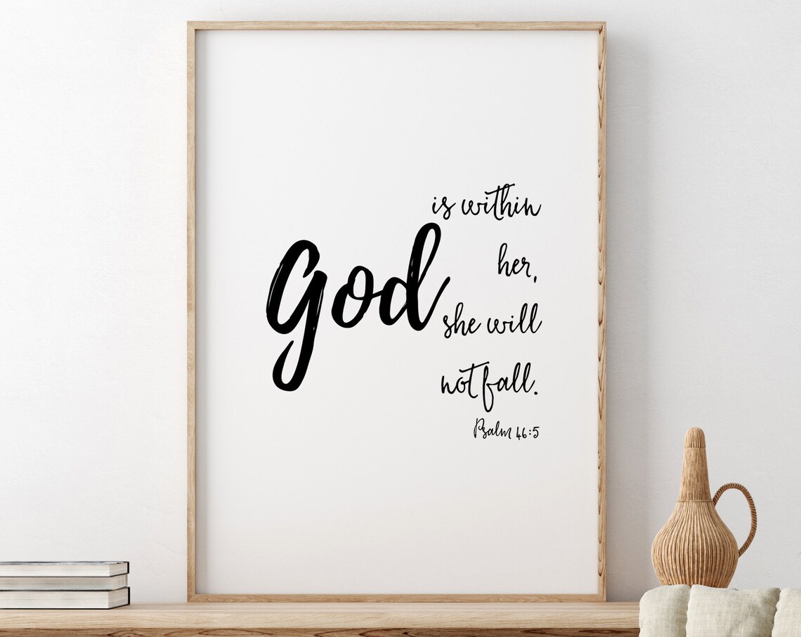 God Is Within Her, Psalm 46:5 Scripture Art Print