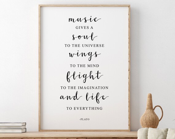 Plato Music Gives Soul to the Universe Calligraphy Quote Poster