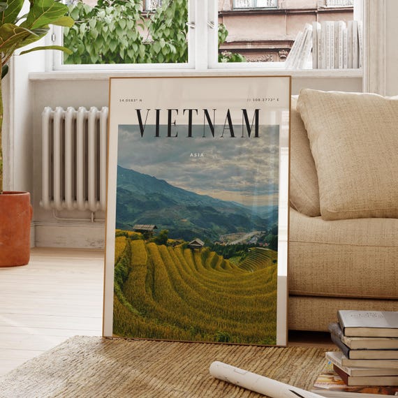 Vietnam Asia Modern Travel Wall Art Design Color Print Wanderlust Decor Home Office Lover Gift