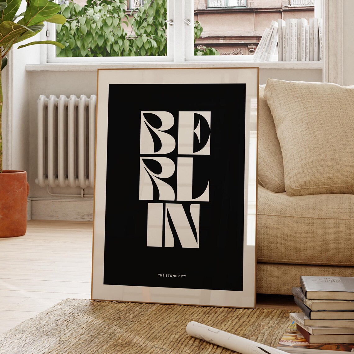 Berlin Monochrome Typography Poster The Stone City Germany Travel Art