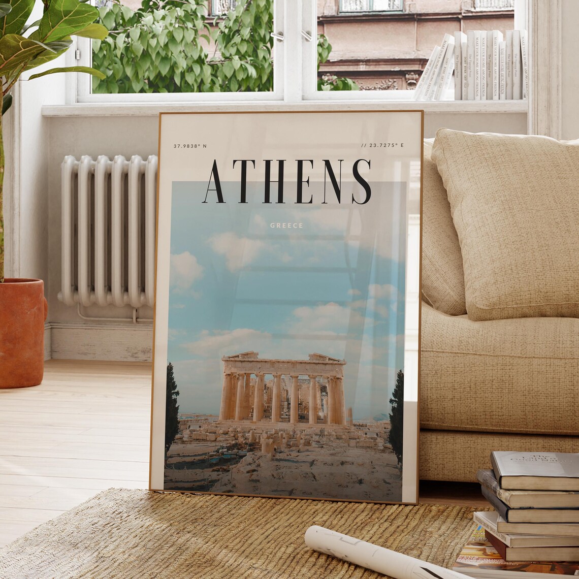 Athens Greece Modern Travel Poster, Wanderlust Decor