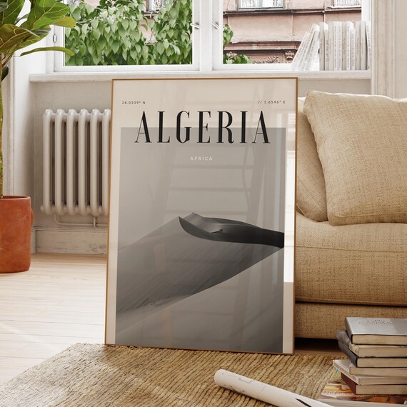 Algeria Africa Black And White Sahara Desert Dune Photography Travel Poster