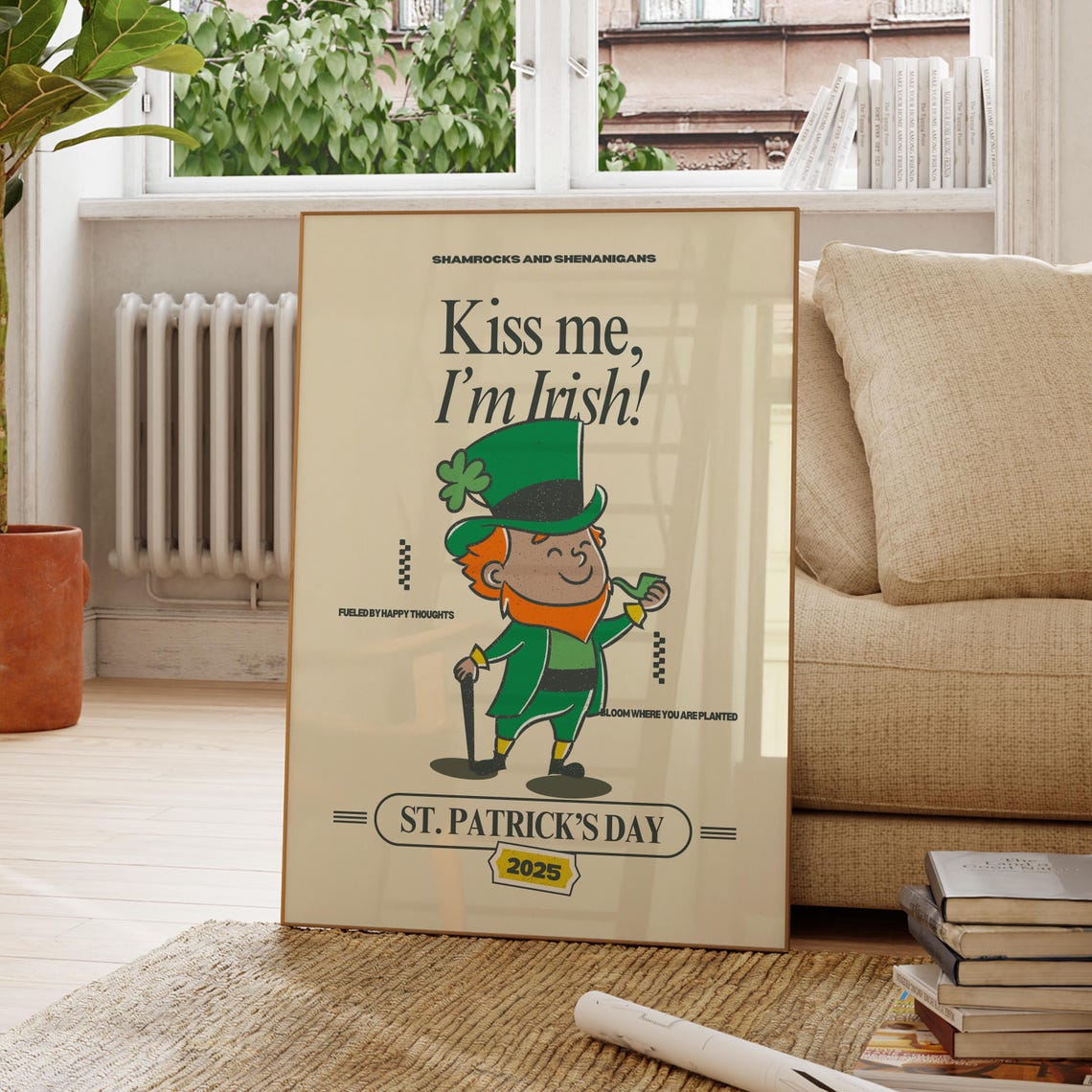 Kiss Me Im Irish Retro Leprechaun Saint Patricks Day 2025 Poster