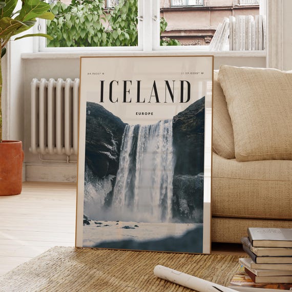 Iceland Europe Modern Travel Wall Art Design Color Print Wanderlust Decor Home Office Lover Gift
