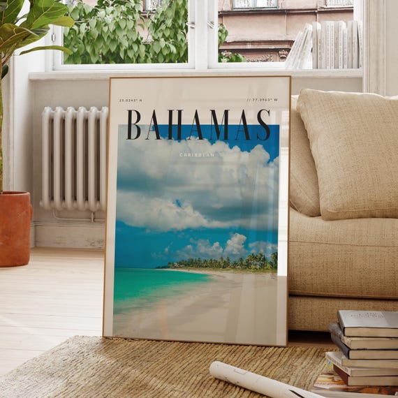Bahamas Caribbean Modern Travel Wall Art Design Color Print Wanderlust Decor Home Office Lover Gift