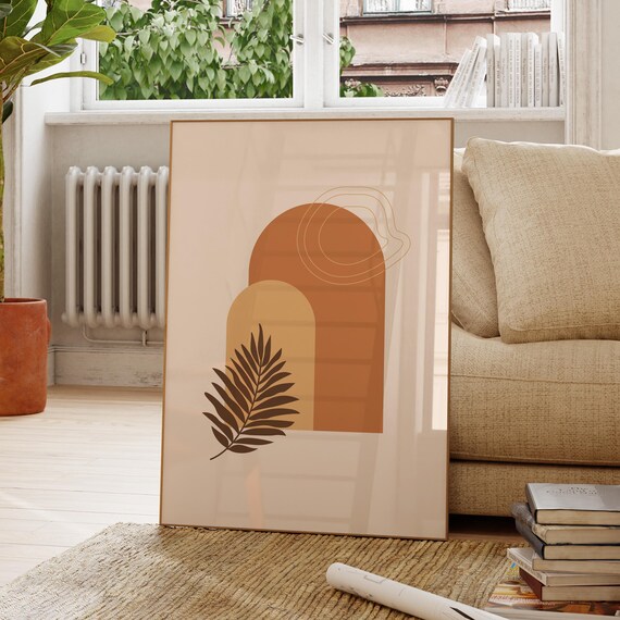 Palm Arch Beige And Orange Minimal Wall Art Abstract Neutral Poster Simple Bedroom Decor Scandinavian Style Print Modern