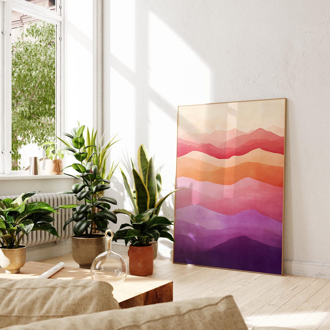Abstract Watercolor Mountain Painting, Boho Landscape - Image 3