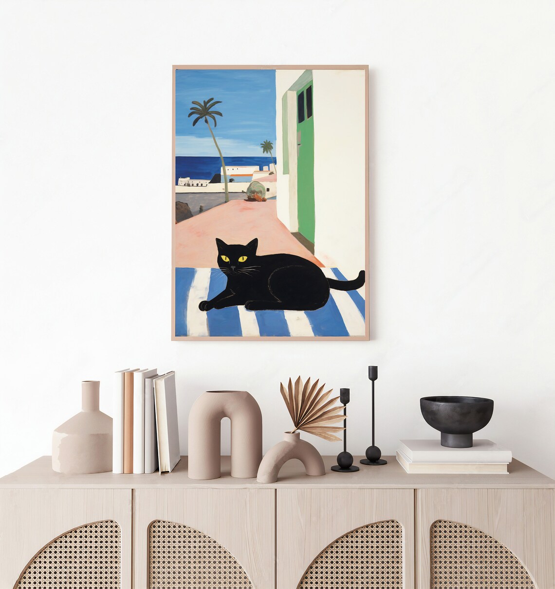 Black Cat Illustration, Minimal Cat Lover Gift - Image 3