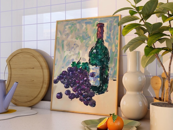 Farmhouse Kitchen Mediterranean Wine Grapes Illustration