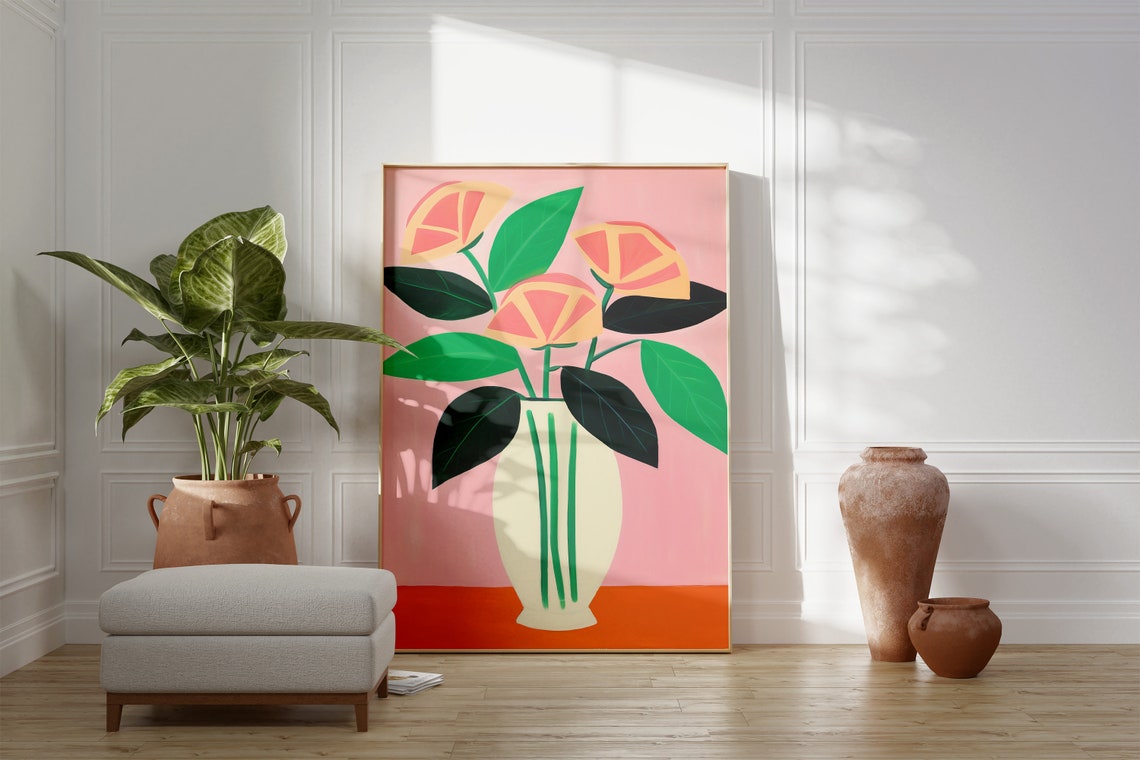 Mid-Century Boho Botanical, Matisse Inspired Floral Poster - Image 2