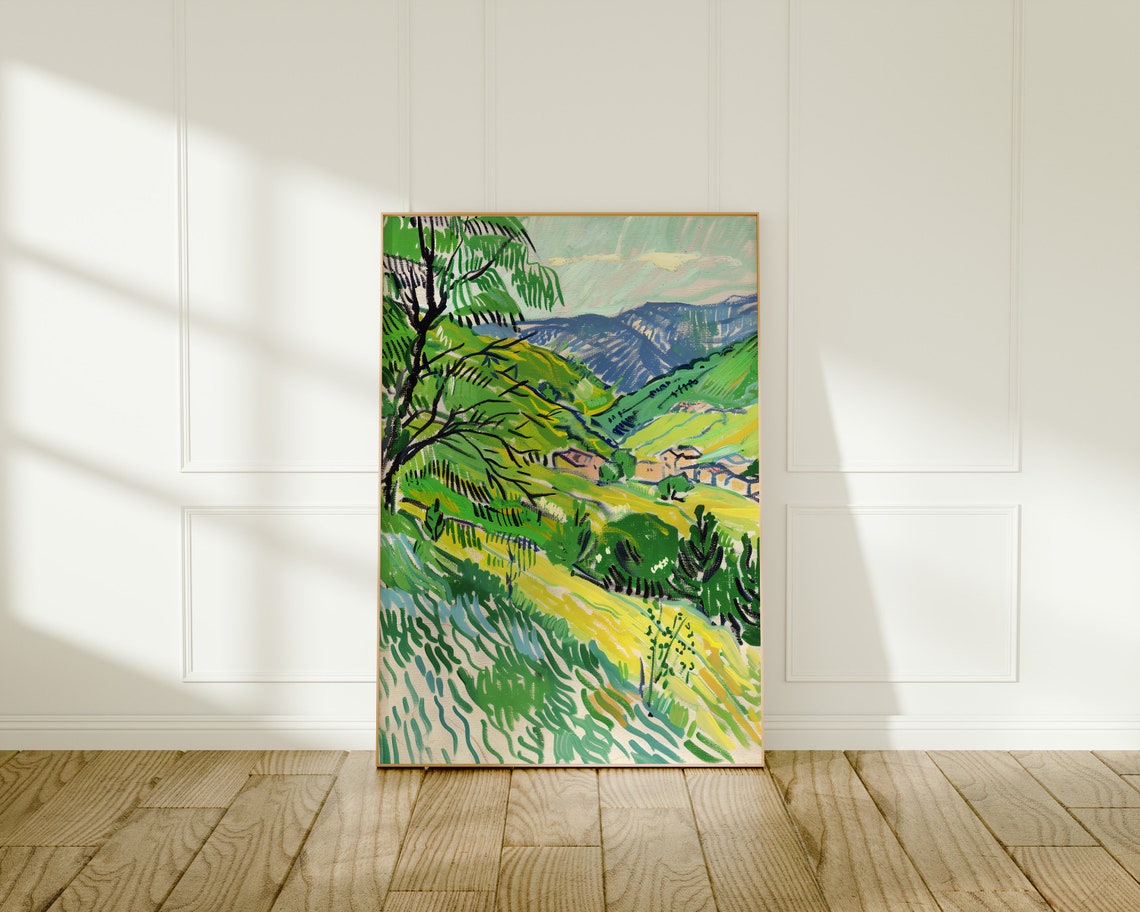 Greek Village Scenery Poster, Mediterranean Landscape - Image 2
