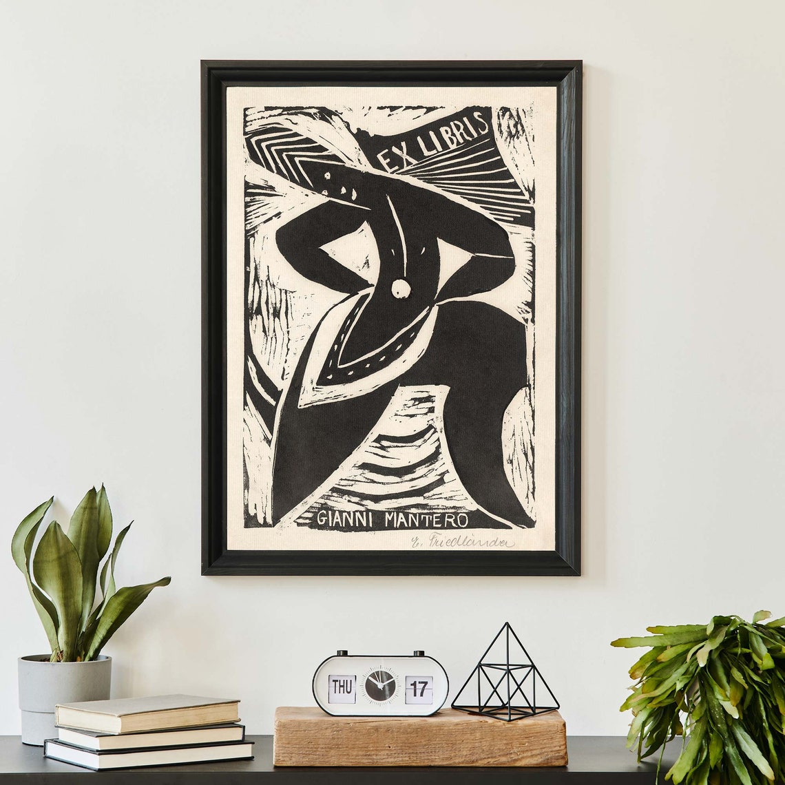 Gianni Mantero Ex Libris Expressionist Black Woodcut Bookplate Poster - Image 4