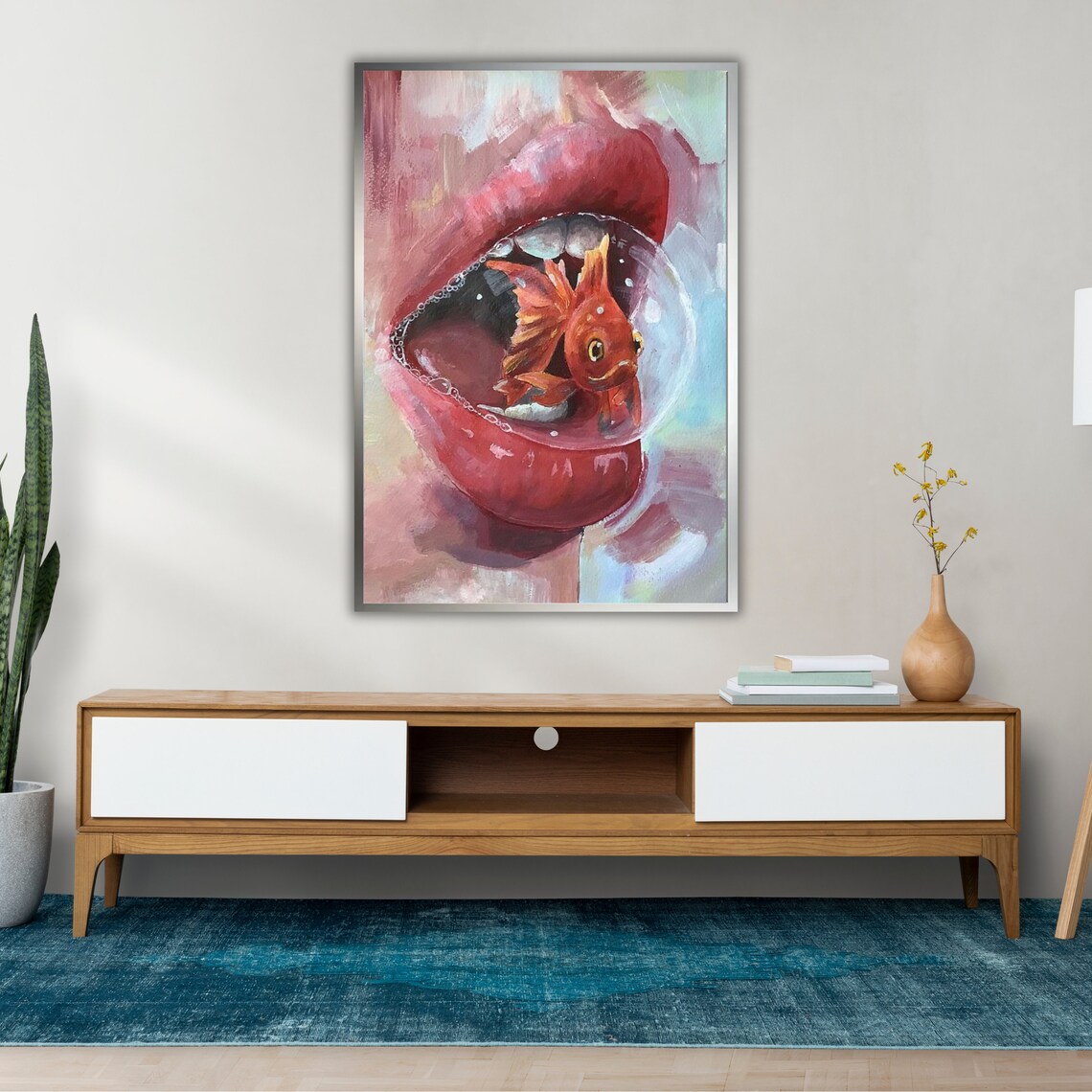 Lip And Fish Wall Art Ready To Hang Fish Art Nautical Home Decor Gift For Ocean Lover - Image 4