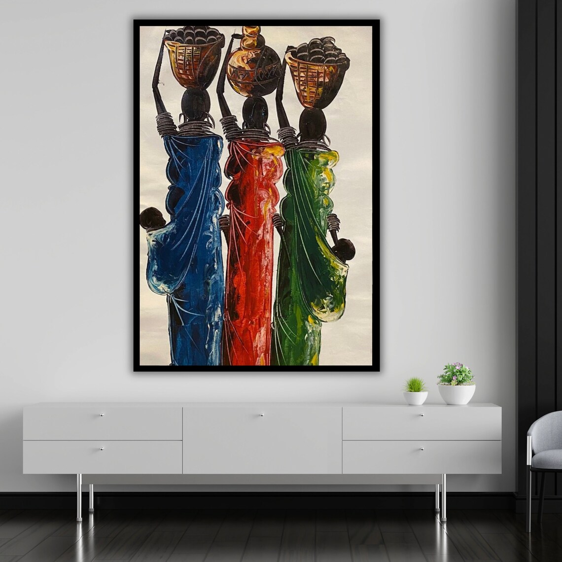 African Women Carrying Baskets Heads Colorful Dresses Art Poster - Image 5